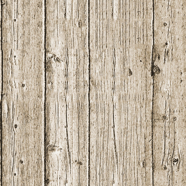 A close-up view of weathered wooden planks with a rough, textured surface, showing vertical lines and knots. The wood has a natural, aged appearance.