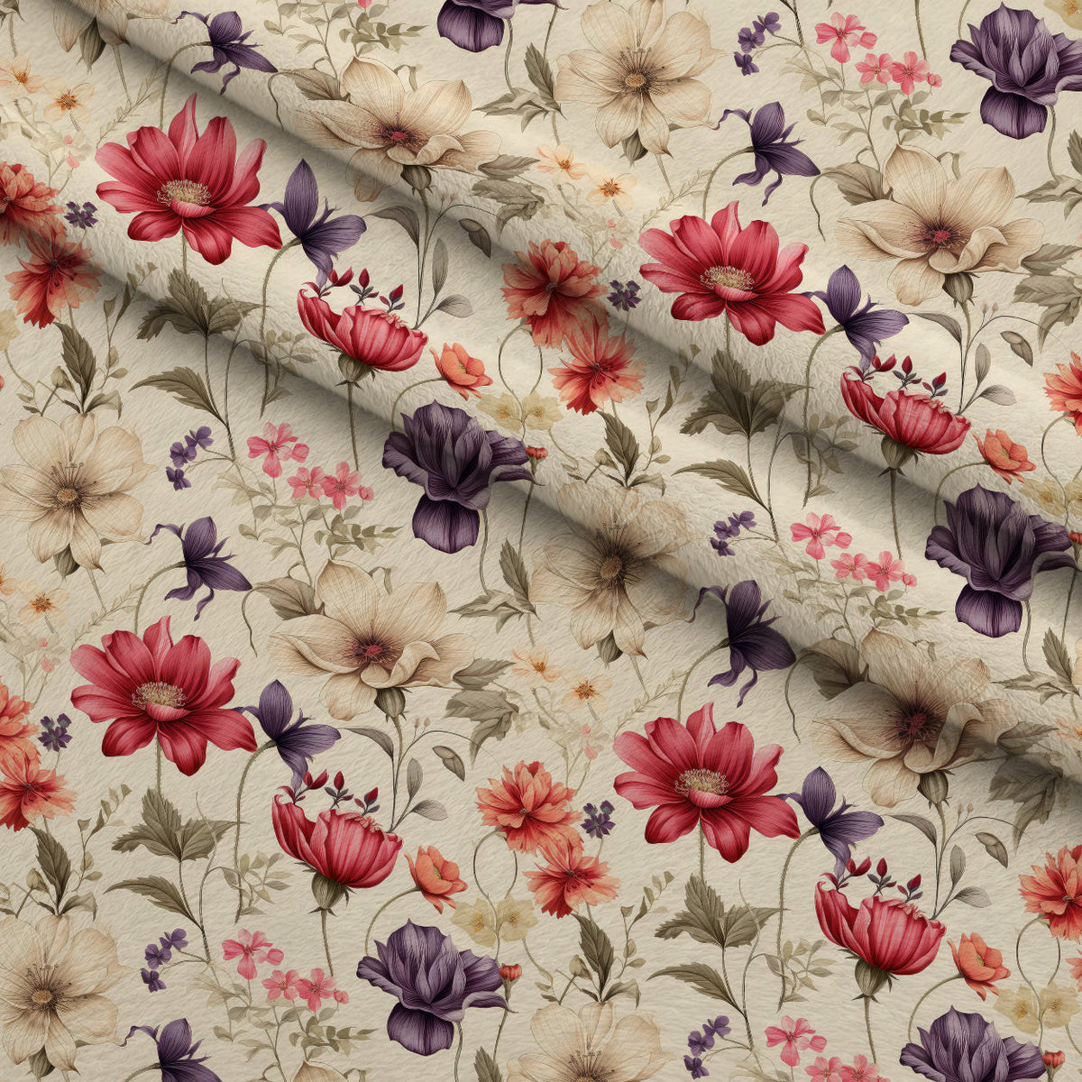 Airy Blooms Pattern 6 Fleece Fabric — fleece fabric folded close-up preview (mv-fleece-v1:lying)