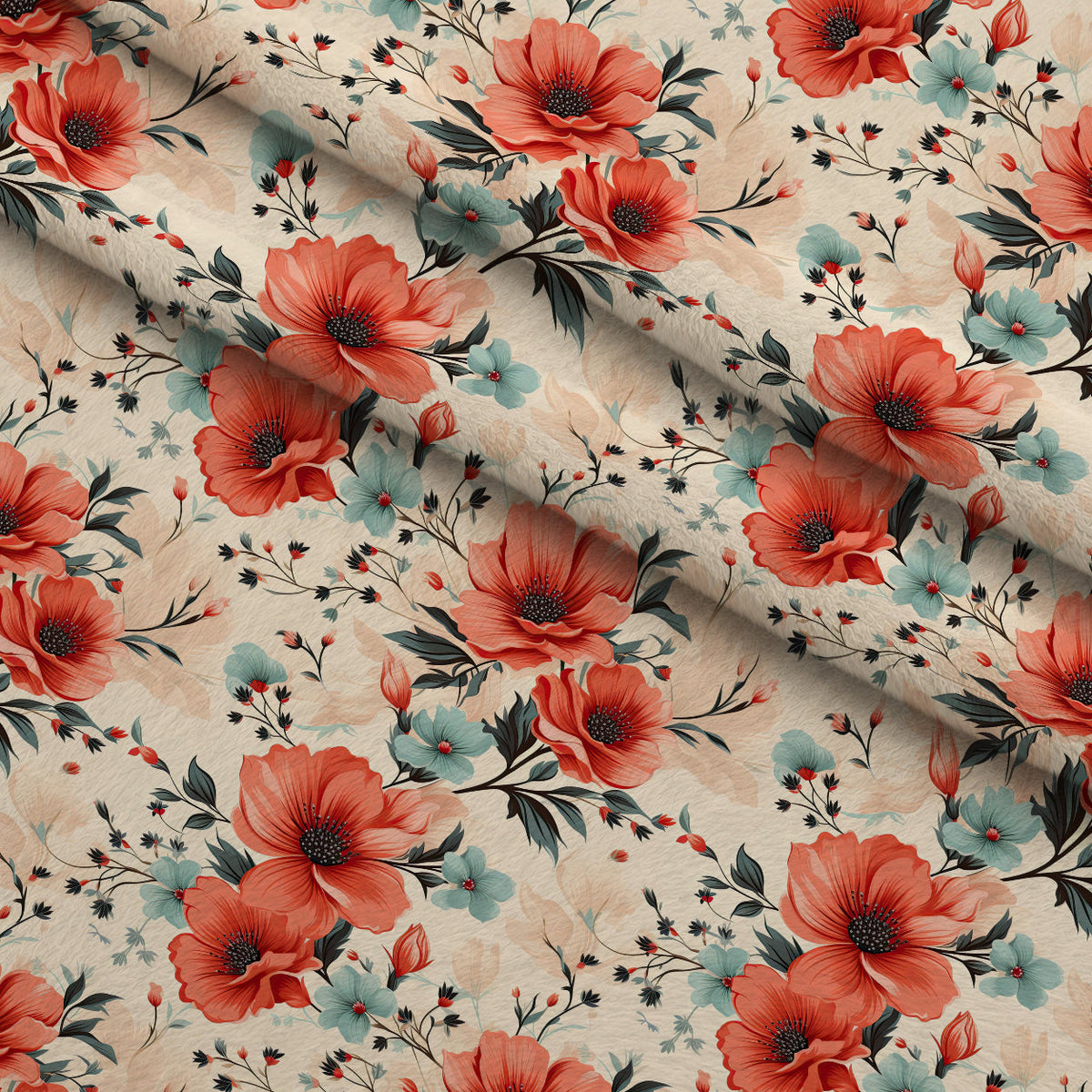Airy Blooms Pattern 9 Fleece Fabric — fleece fabric folded close-up preview (mv-fleece-v1:lying)