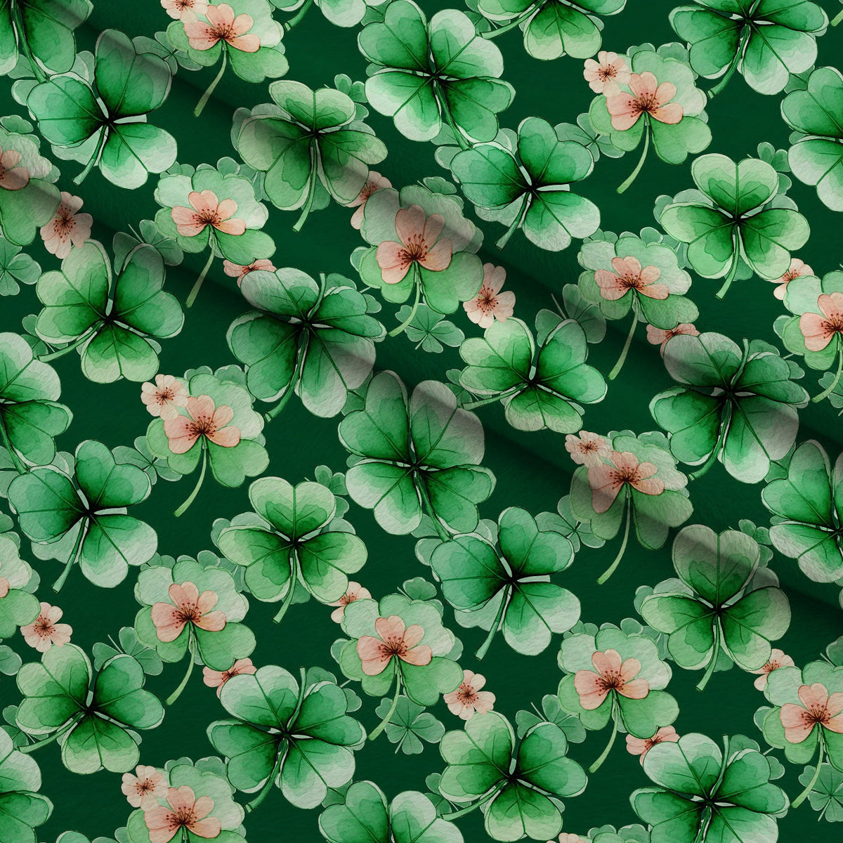 Alcohol Ink Shamrock Pattern 1 Fleece Fabric — fleece fabric folded close-up preview (mv-fleece-v1:lying)