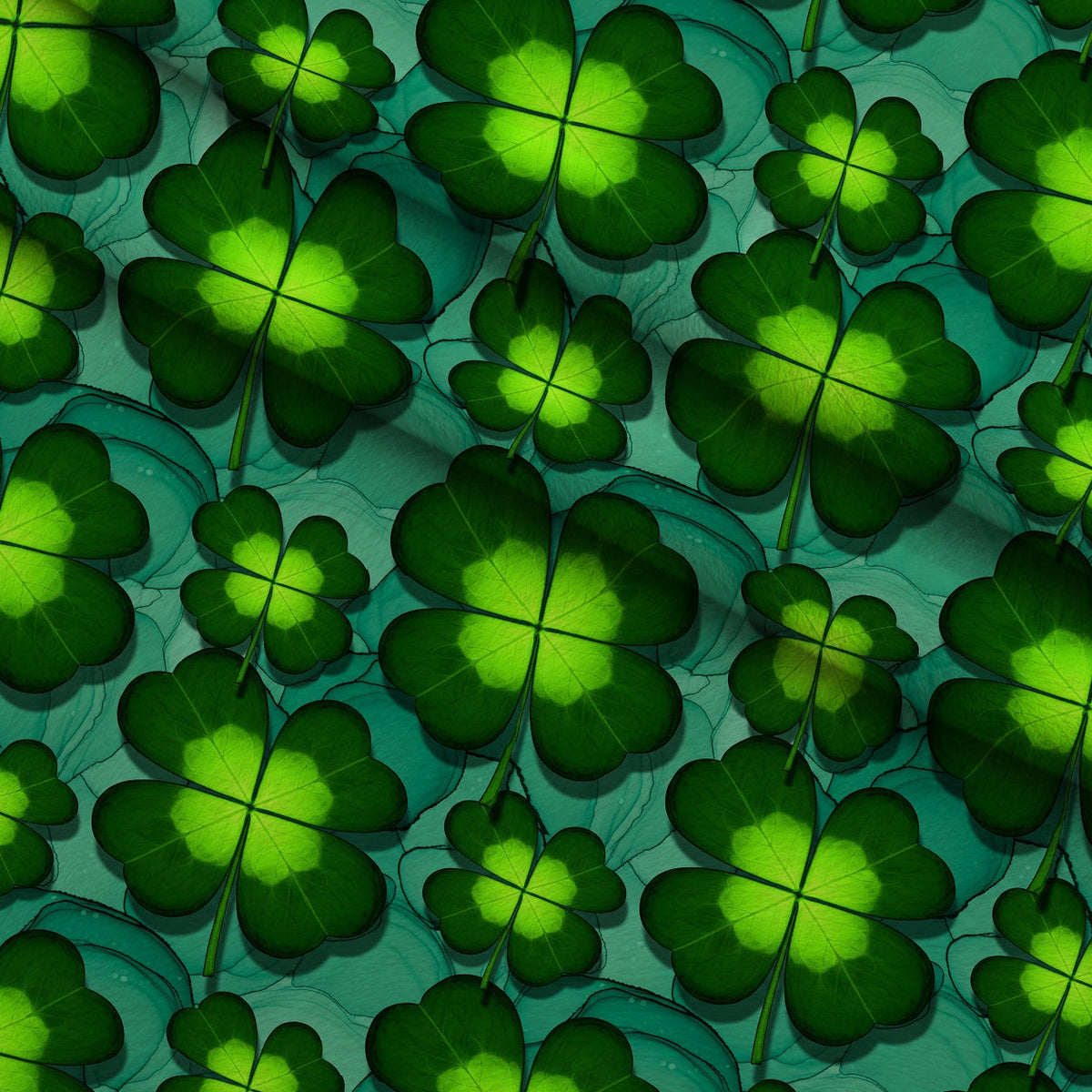 Alcohol Ink Shamrock Pattern 11 Fleece Fabric — fleece fabric folded close-up preview (mv-fleece-v1:lying)