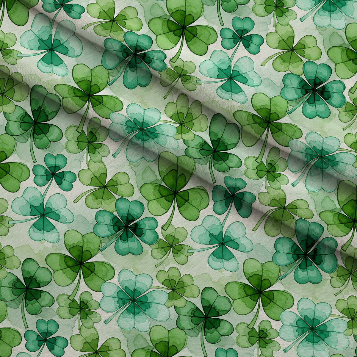 Alcohol Ink Shamrock Pattern 12 Fleece Fabric — fleece fabric folded close-up preview (mv-fleece-v1:lying)