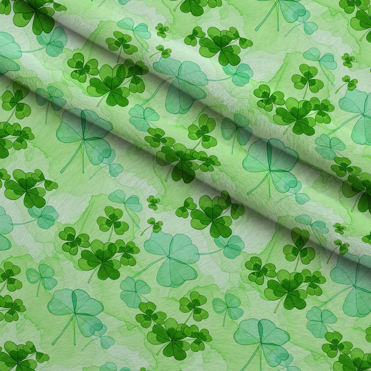 Alcohol Ink Shamrock Pattern 14 Fleece Fabric — fleece fabric folded close-up preview (mv-fleece-v1:lying)
