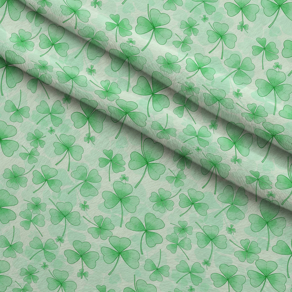 Alcohol Ink Shamrock Pattern 20 Fleece Fabric — fleece fabric folded close-up preview (mv-fleece-v1:lying)