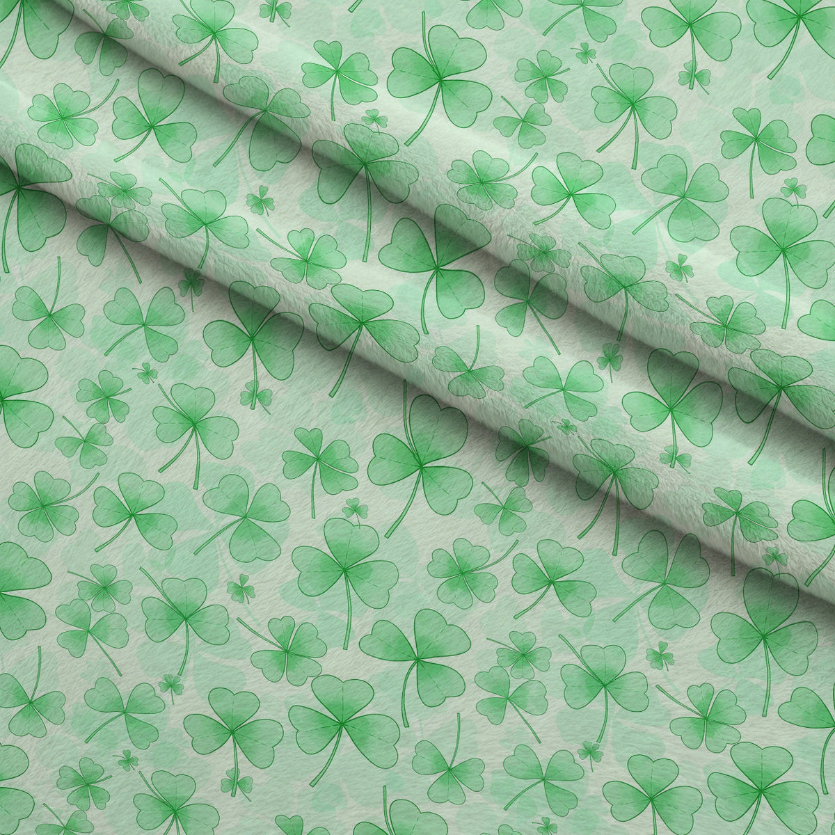 Alcohol Ink Shamrock Pattern 20 Fleece Fabric — fleece fabric folded close-up preview (mv-fleece-v1:lying)
