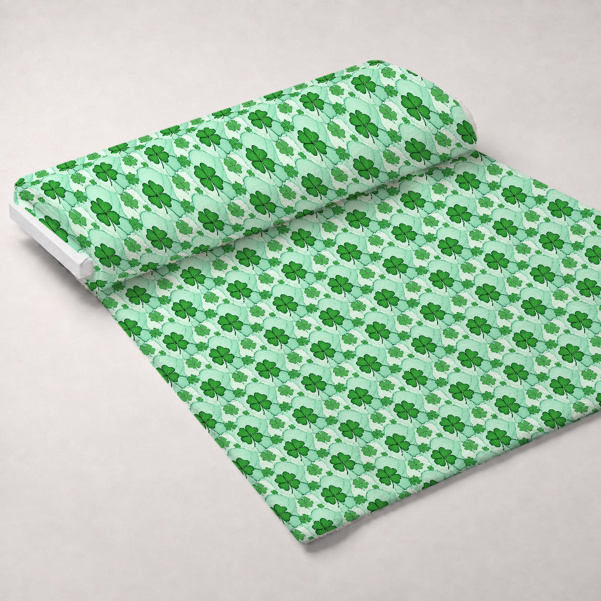 Alcohol Ink Shamrock Pattern 22 Fleece Fabric — fleece fabric unrolled bolt preview (mv-fleece-v1:bolt)