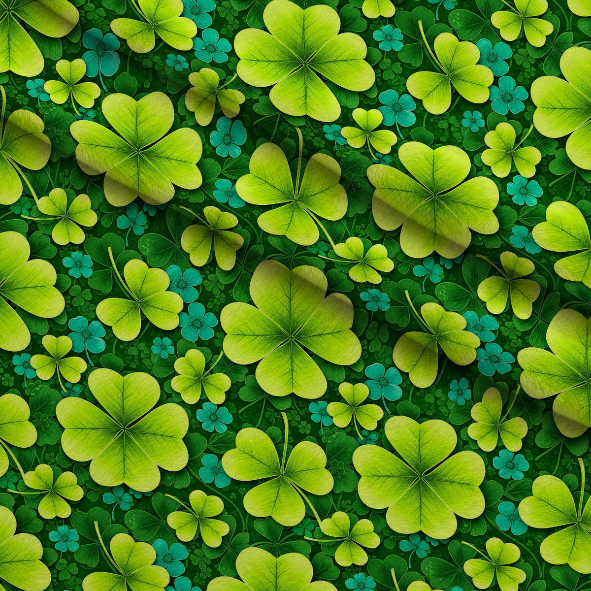 Alcohol Ink Shamrock Pattern 24 Fleece Fabric — fleece fabric folded close-up preview (mv-fleece-v1:lying)