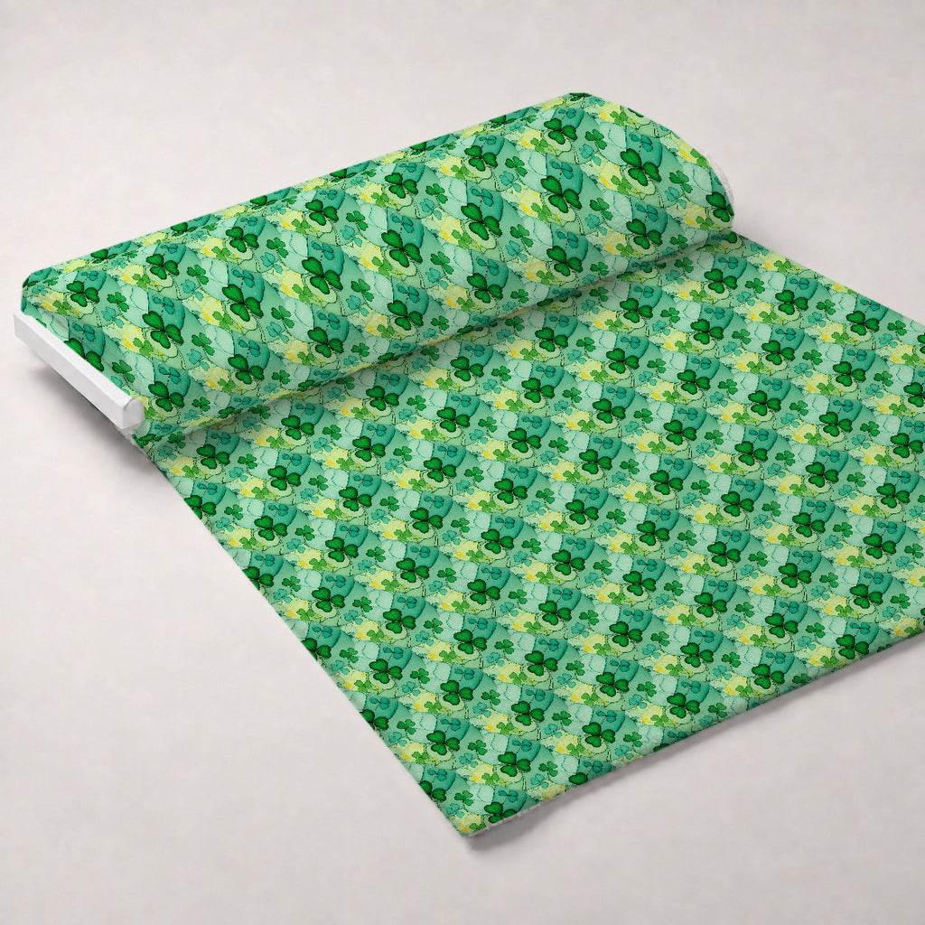 Alcohol Ink Shamrock Pattern 25 Fleece Fabric — fleece fabric unrolled bolt preview (mv-fleece-v1:bolt)