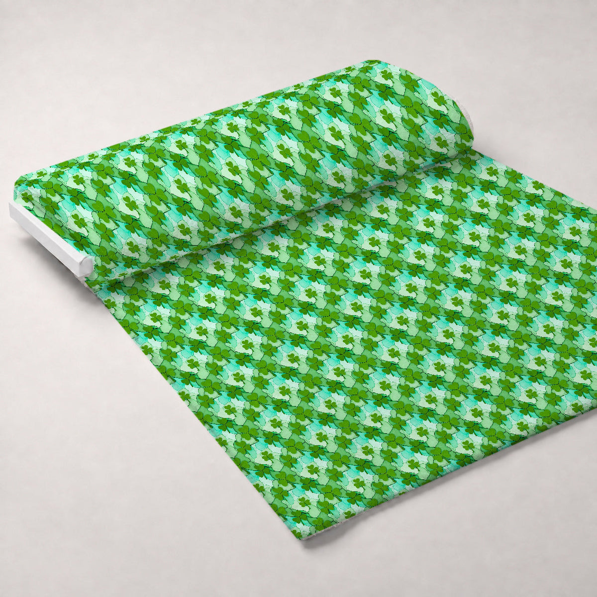 Alcohol Ink Shamrock Pattern 26 Fleece Fabric — fleece fabric unrolled bolt preview (mv-fleece-v1:bolt)