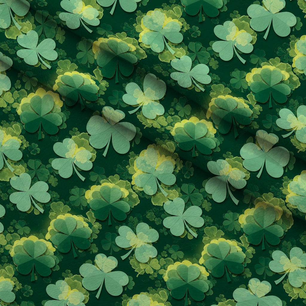 Alcohol Ink Shamrock Pattern 27 Fleece Fabric — fleece fabric folded close-up preview (mv-fleece-v1:lying)