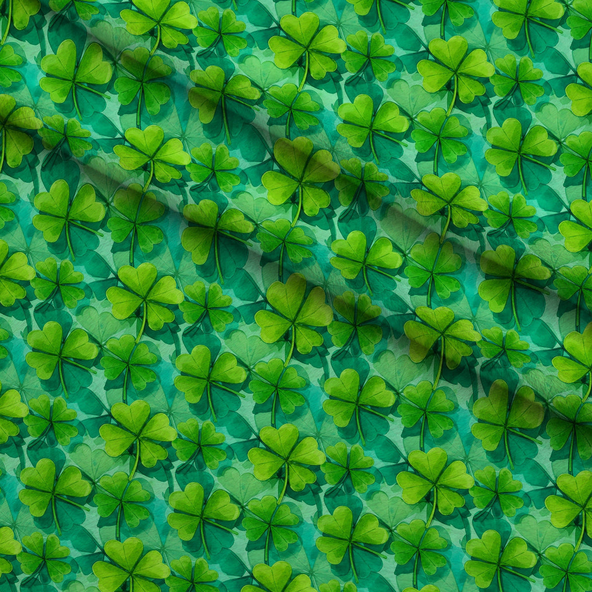 Alcohol Ink Shamrock Pattern 28 Fleece Fabric — fleece fabric folded close-up preview (mv-fleece-v1:lying)