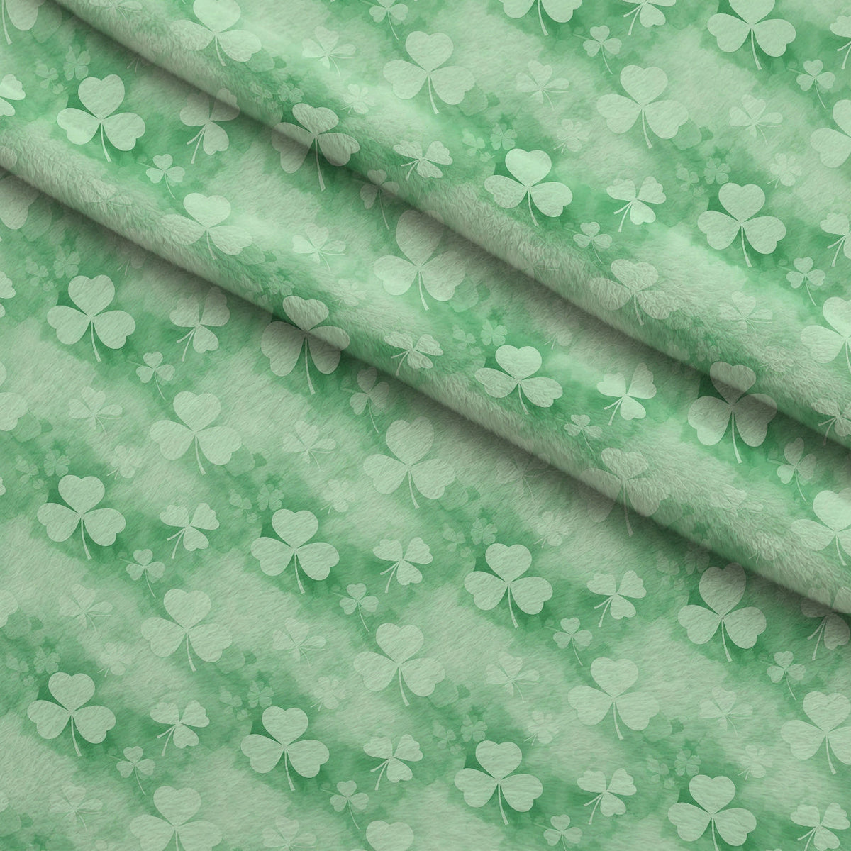 Alcohol Ink Shamrock Pattern 3 Fleece Fabric — fleece fabric folded close-up preview (mv-fleece-v1:lying)
