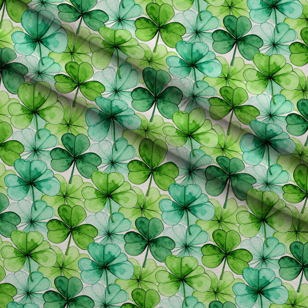 Alcohol Ink Shamrock Pattern 30 Fleece Fabric — fleece fabric folded close-up preview (mv-fleece-v1:lying)