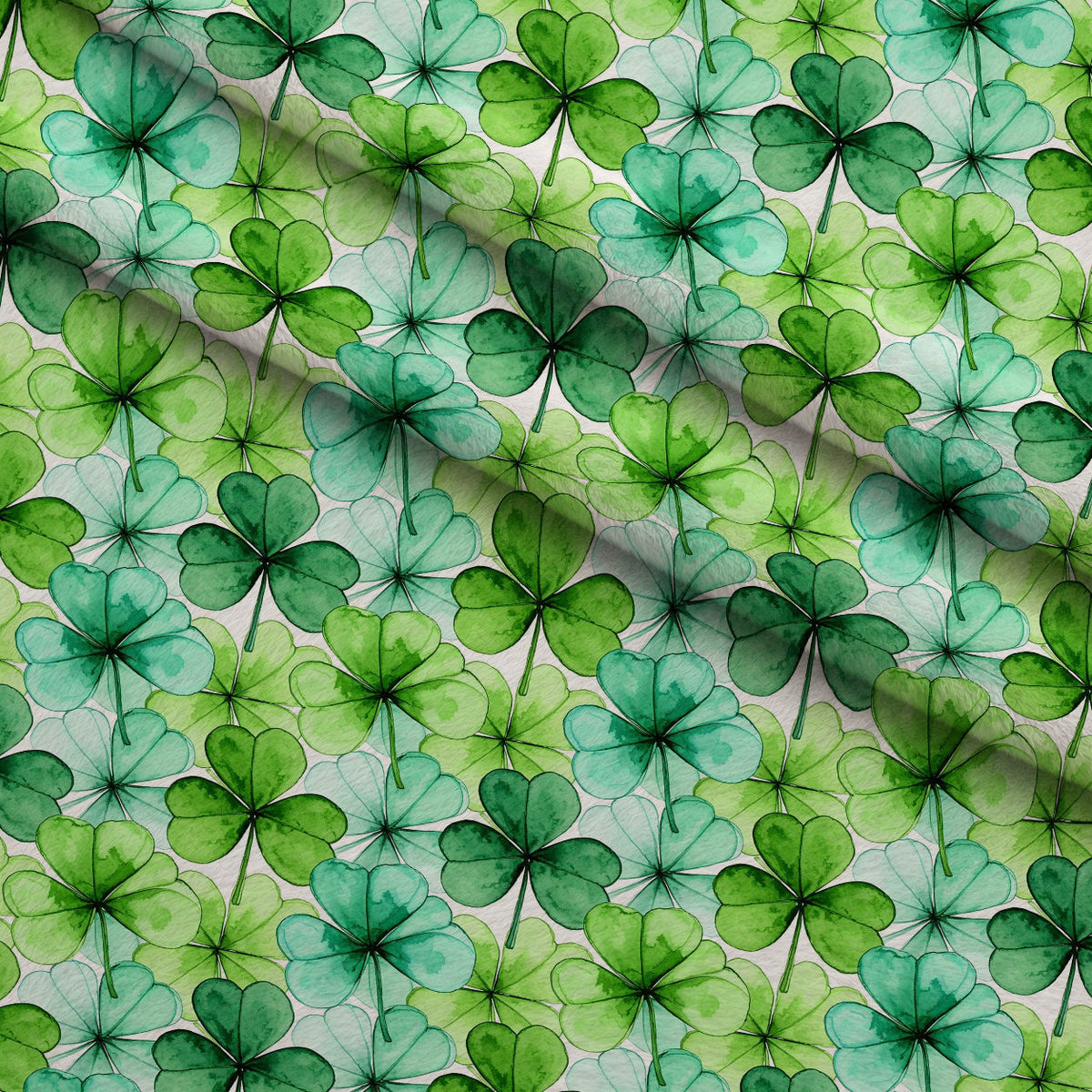 Alcohol Ink Shamrock Pattern 30 Fleece Fabric — fleece fabric folded close-up preview (mv-fleece-v1:lying)
