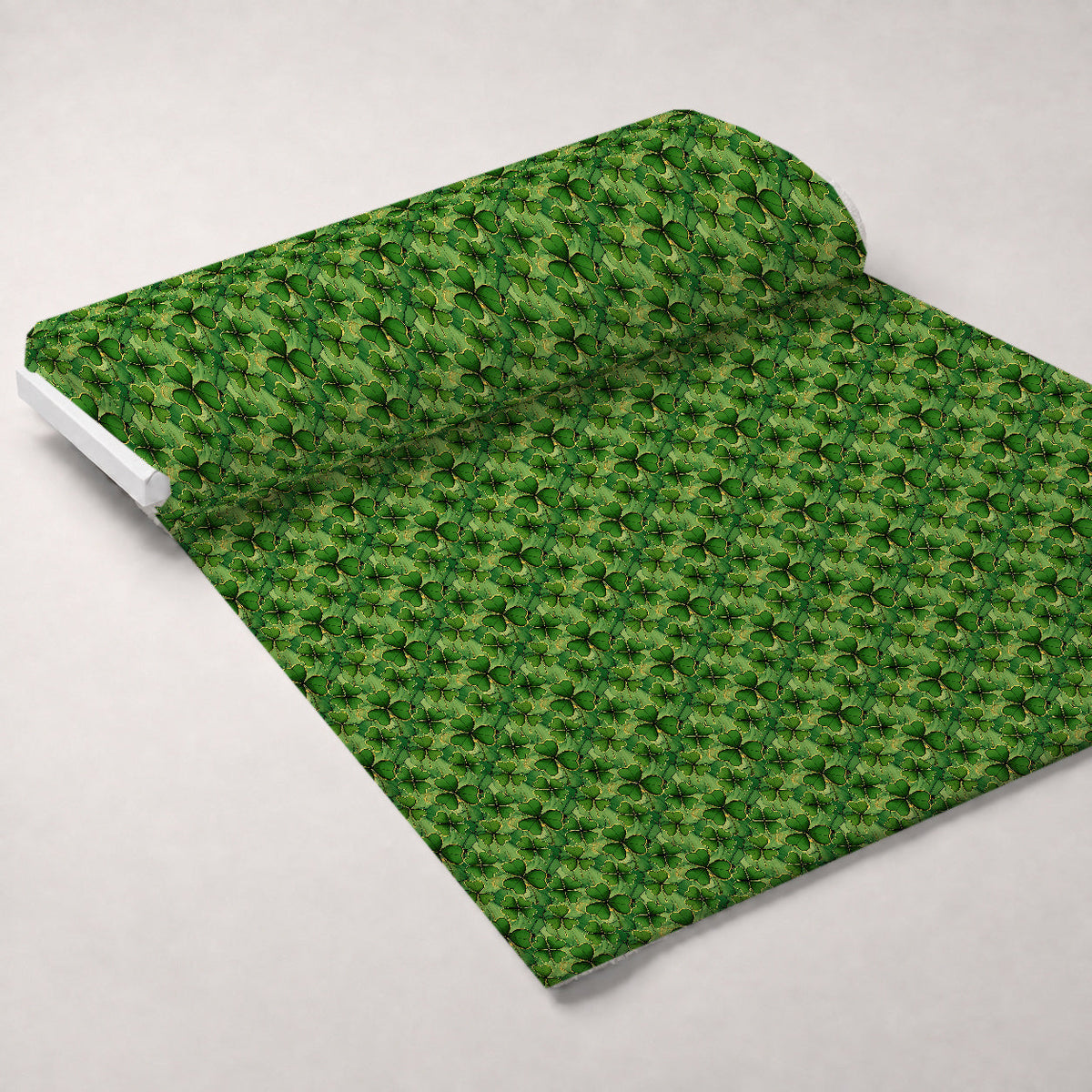 Alcohol Ink Shamrock Pattern 9 Fleece Fabric — fleece fabric unrolled bolt preview (mv-fleece-v1:bolt)