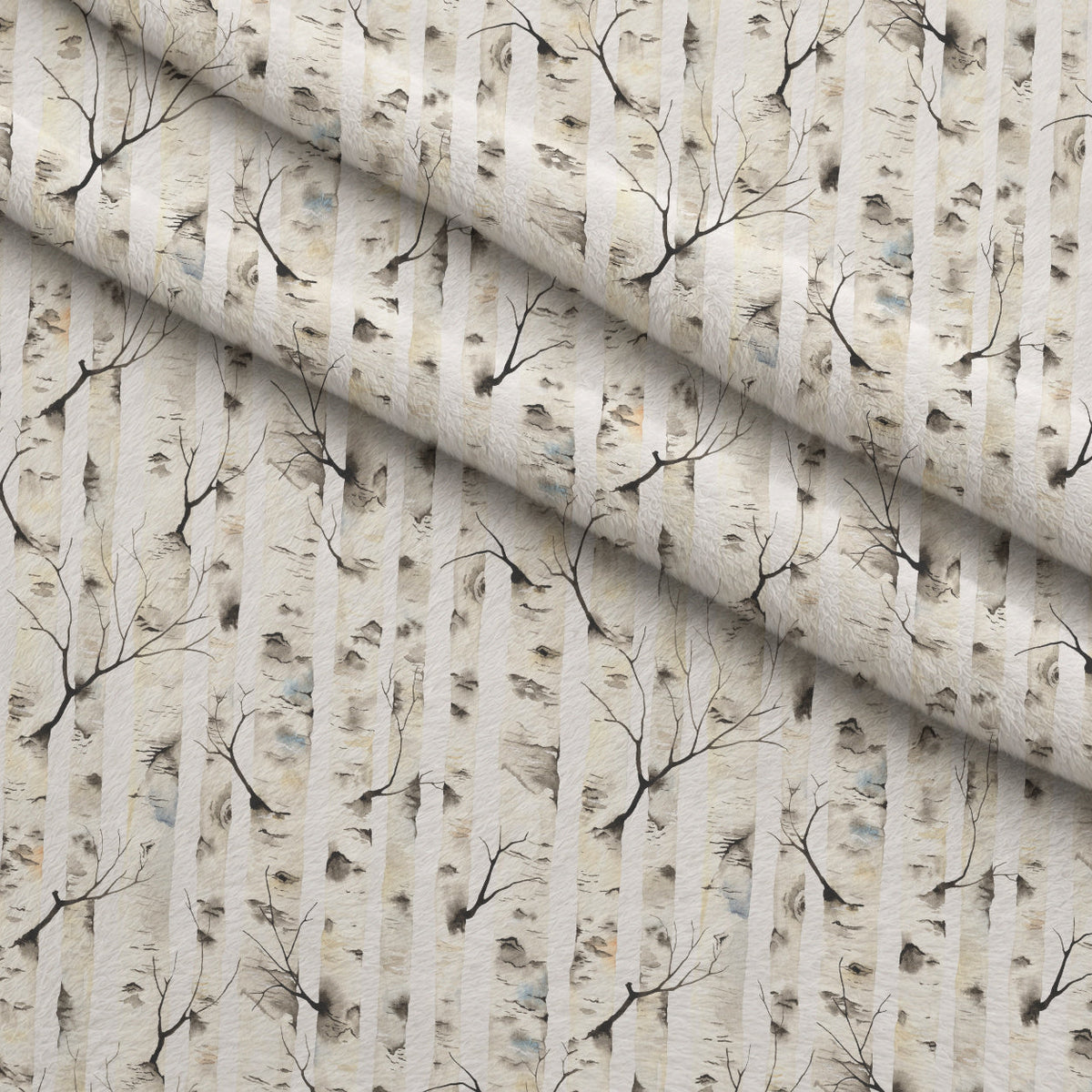 Allover Birch Trees Fleece Fabric — fleece fabric folded close-up preview (mv-fleece-v1:lying)