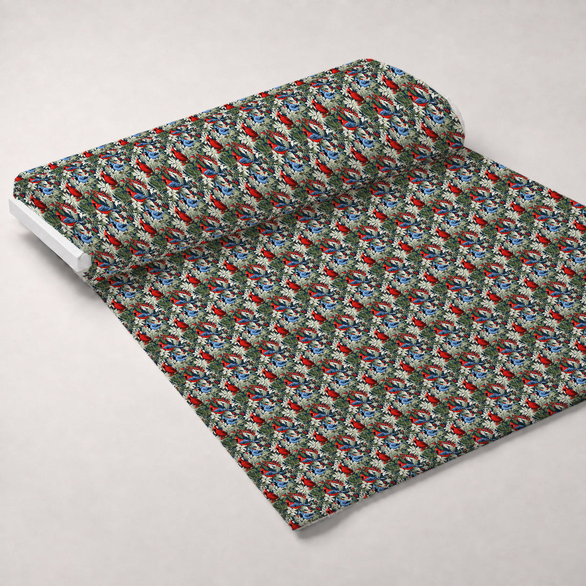 Allover Christmas Cardinals Pattern 1 Fleece Fabric — fleece fabric unrolled bolt preview (mv-fleece-v1:bolt)