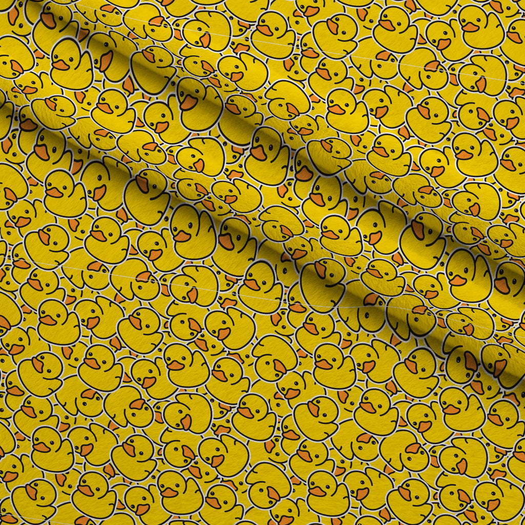 Allover Rubber Ducks Fleece Fabric — fleece fabric folded close-up preview (mv-fleece-v1:lying)