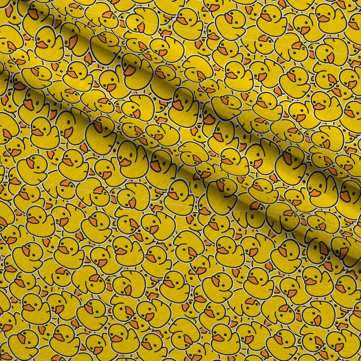 Allover Rubber Ducks Fleece Fabric — fleece fabric folded close-up preview (mv-fleece-v1:lying)