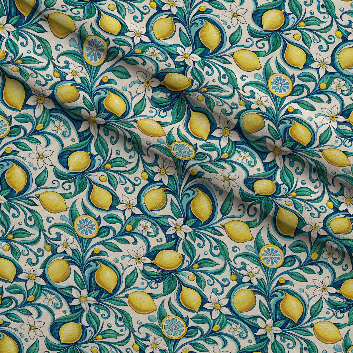 Amalfi Citrus Pattern 3 Fleece Fabric — fleece fabric folded close-up preview (mv-fleece-v1:lying)