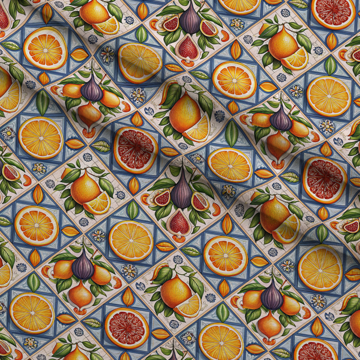 Amalfi Citrus Pattern 4 Fleece Fabric — fleece fabric folded close-up preview (mv-fleece-v1:lying)