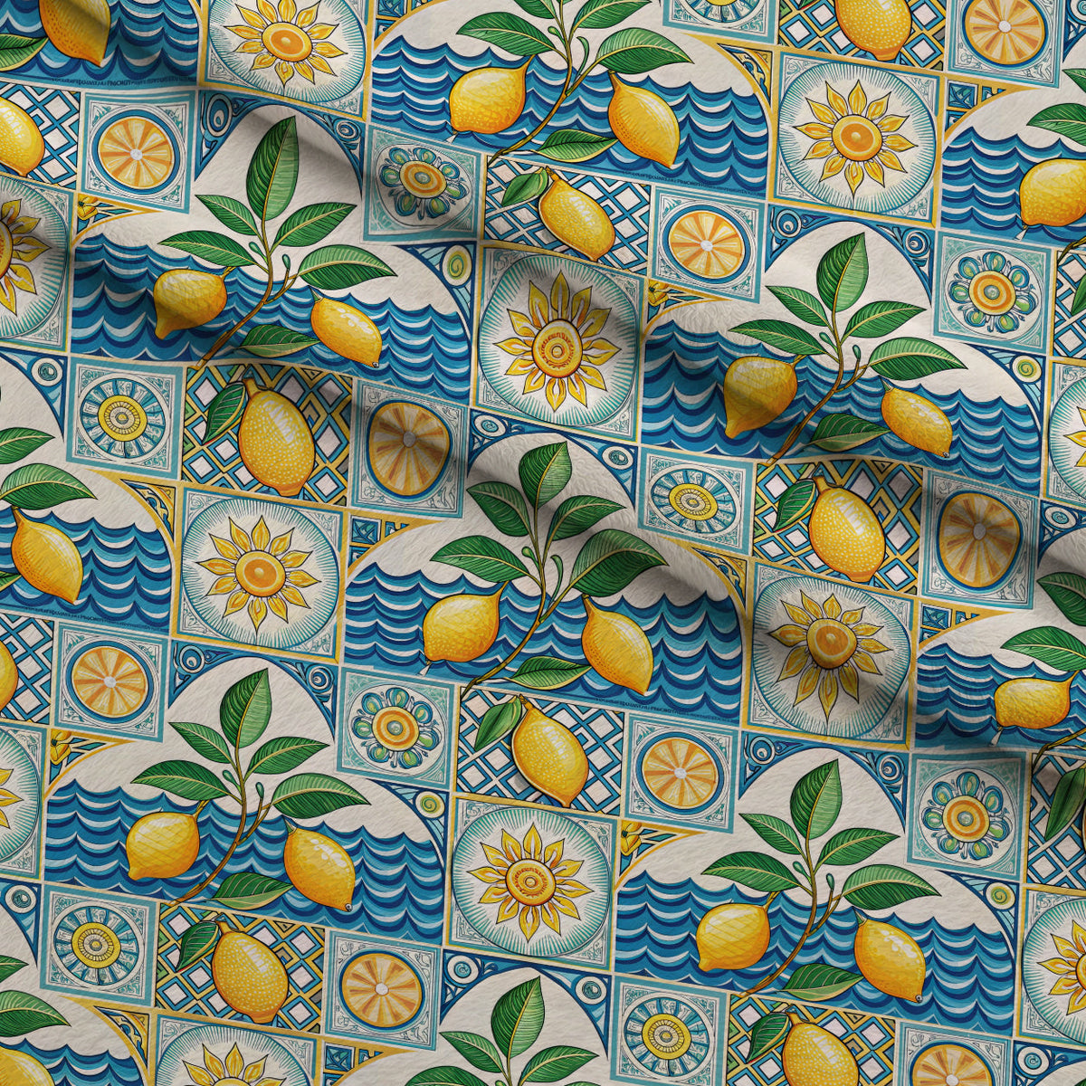 Amalfi Citrus Pattern 6 Fleece Fabric — fleece fabric folded close-up preview (mv-fleece-v1:lying)