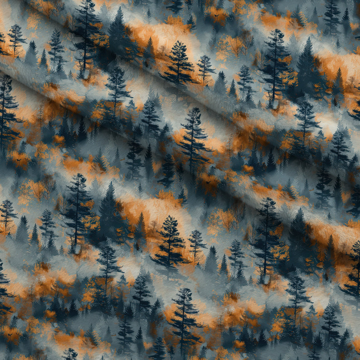 Amber Haze Forest Pattern 1 Fleece Fabric — fleece fabric folded close-up preview (mv-fleece-v1:lying)