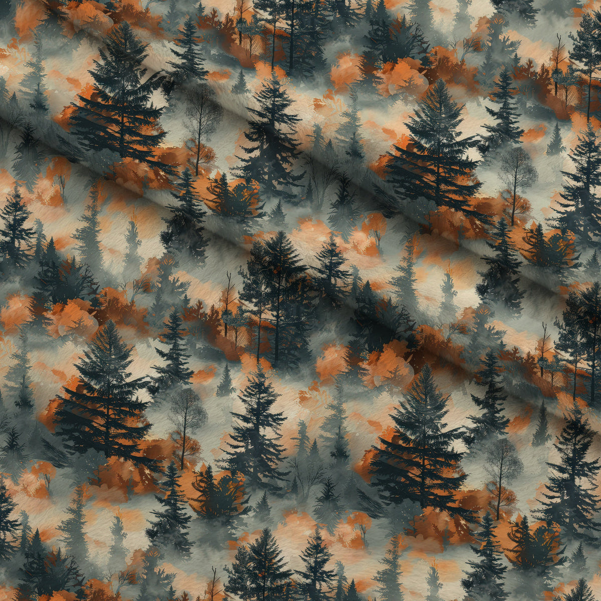 Amber Haze Forest Pattern 11 Fleece Fabric — fleece fabric folded close-up preview (mv-fleece-v1:lying)