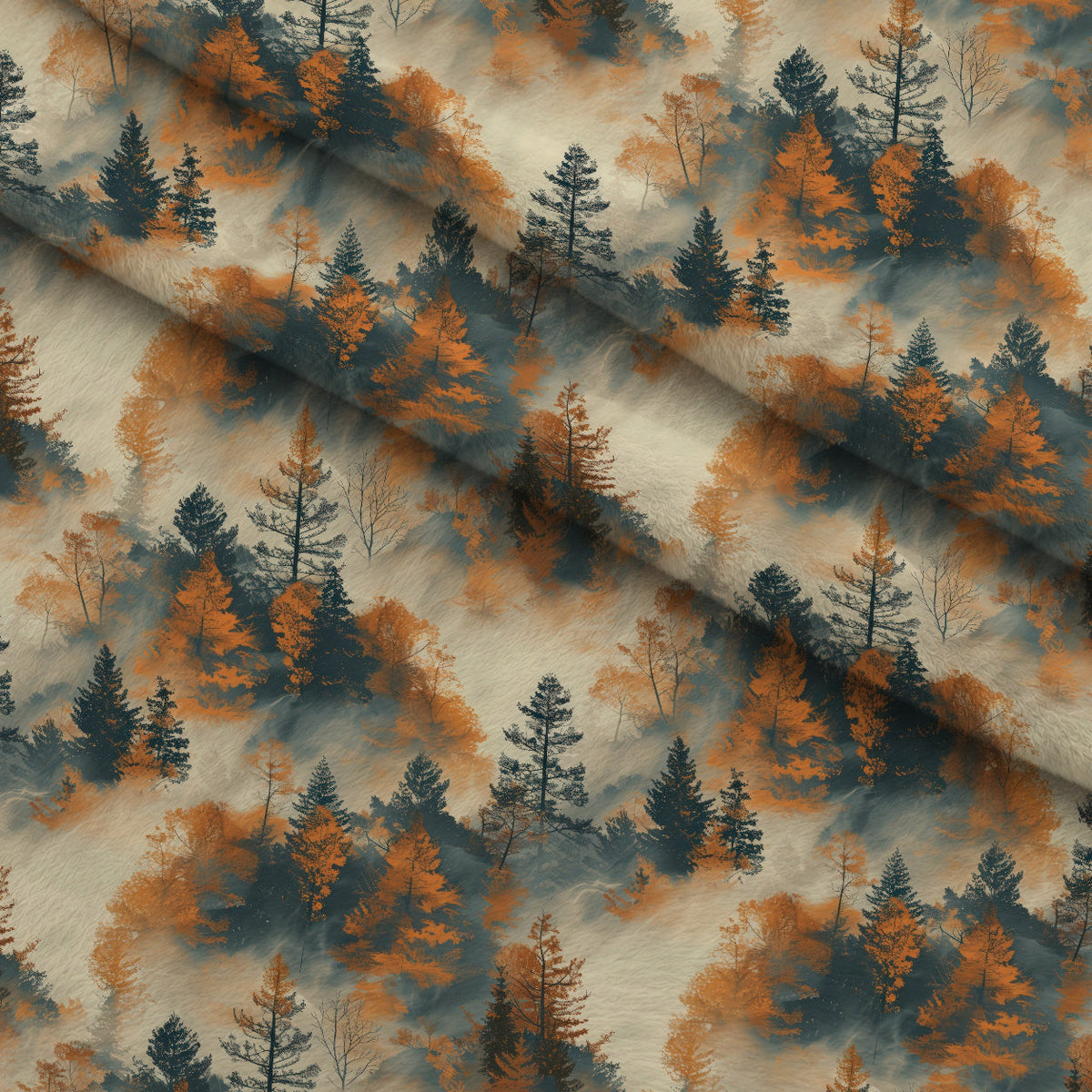 Amber Haze Forest Pattern 12 Fleece Fabric — fleece fabric folded close-up preview (mv-fleece-v1:lying)