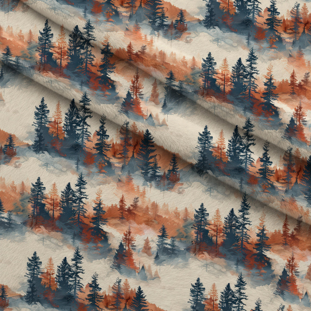 Amber Haze Forest Pattern 2 Fleece Fabric — fleece fabric folded close-up preview (mv-fleece-v1:lying)