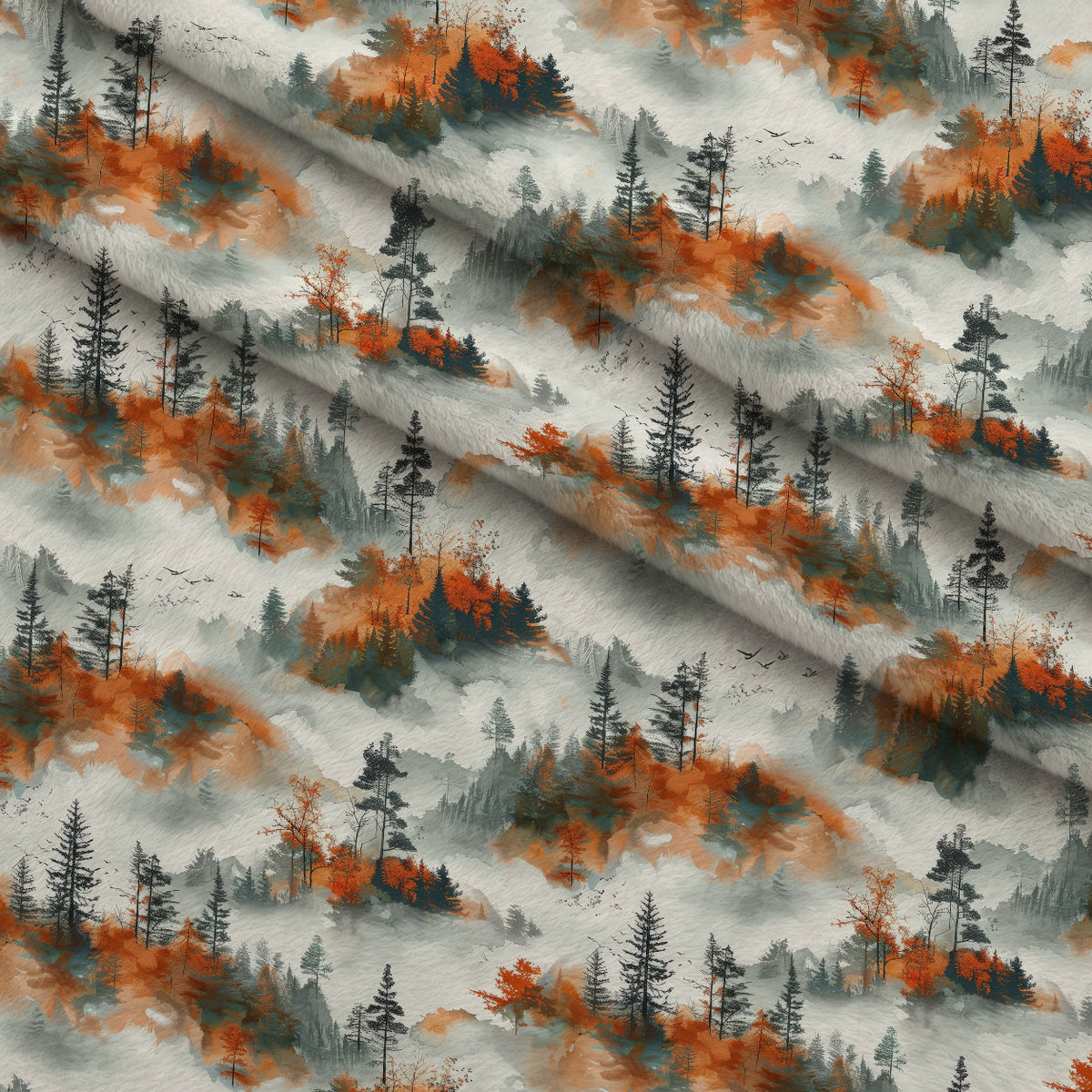 Amber Haze Forest Pattern 4 Fleece Fabric — fleece fabric folded close-up preview (mv-fleece-v1:lying)