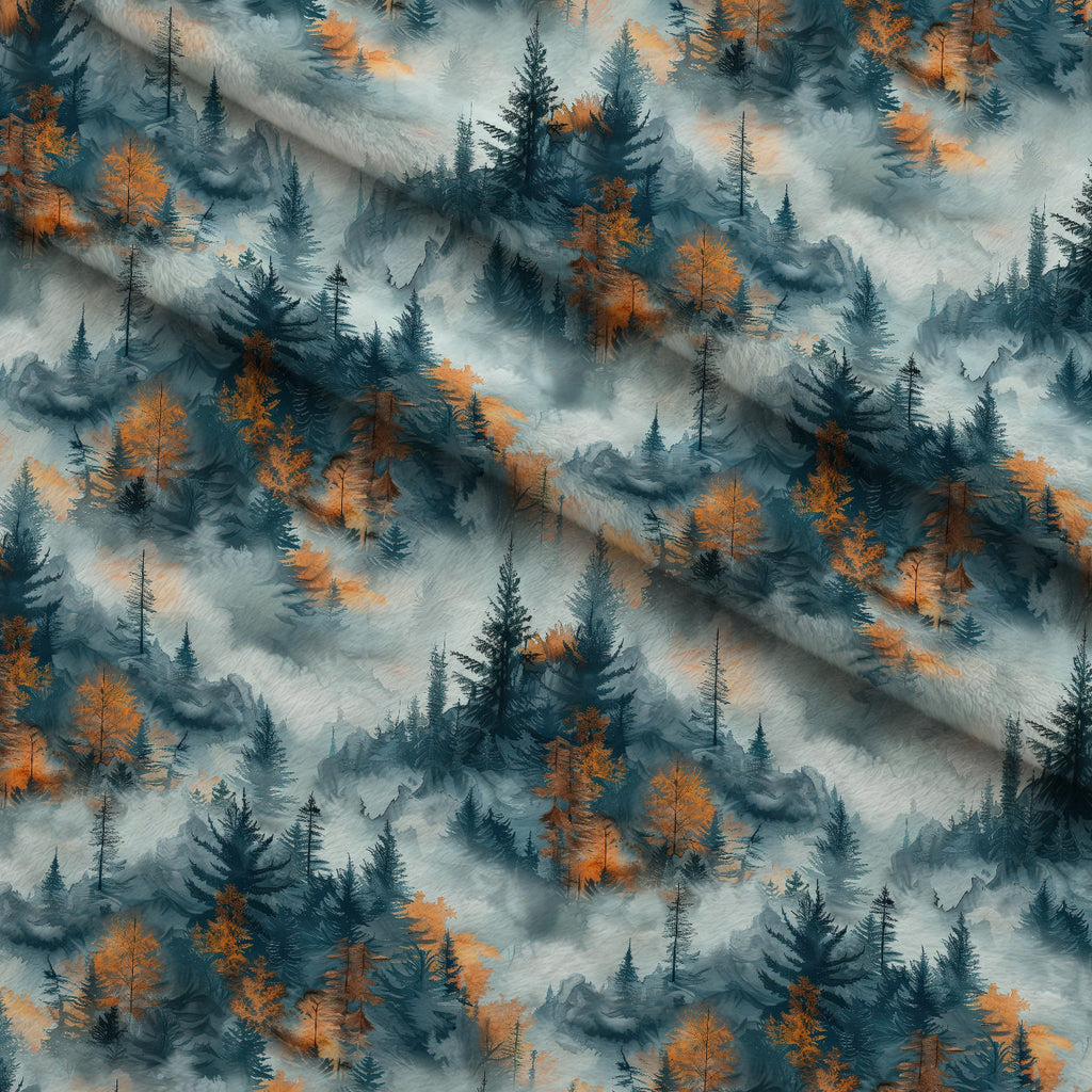 Amber Haze Forest Pattern 5 Fleece Fabric — fleece fabric folded close-up preview (mv-fleece-v1:lying)