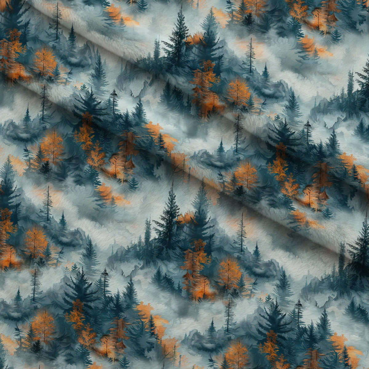 Amber Haze Forest Pattern 5 Fleece Fabric — fleece fabric folded close-up preview (mv-fleece-v1:lying)