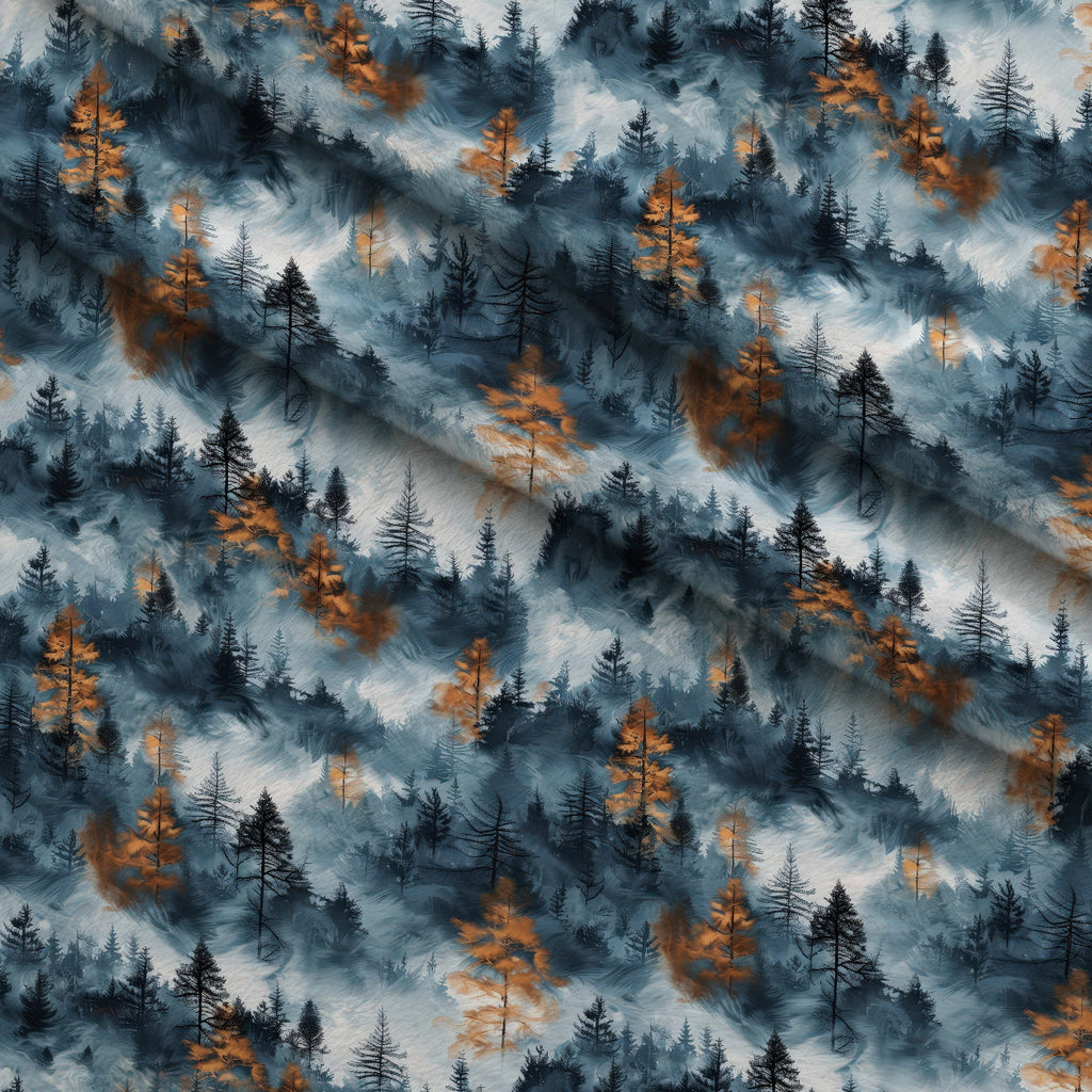 Amber Haze Forest Pattern 6 Fleece Fabric — fleece fabric folded close-up preview (mv-fleece-v1:lying)