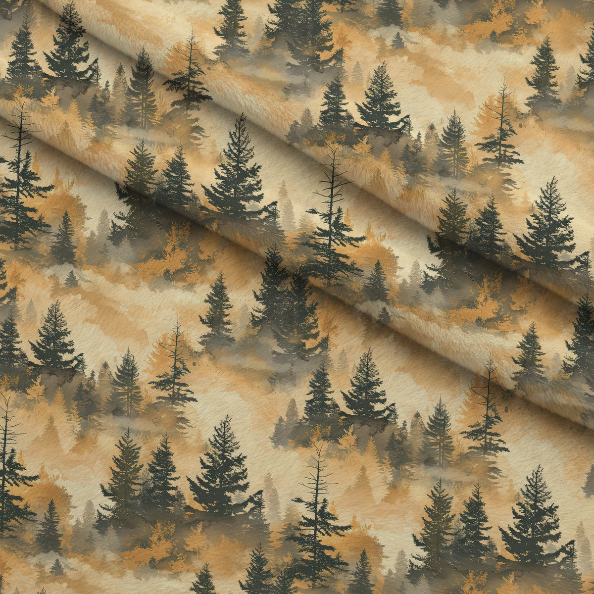 Amber Haze Forest Pattern 7 Fleece Fabric — fleece fabric folded close-up preview (mv-fleece-v1:lying)
