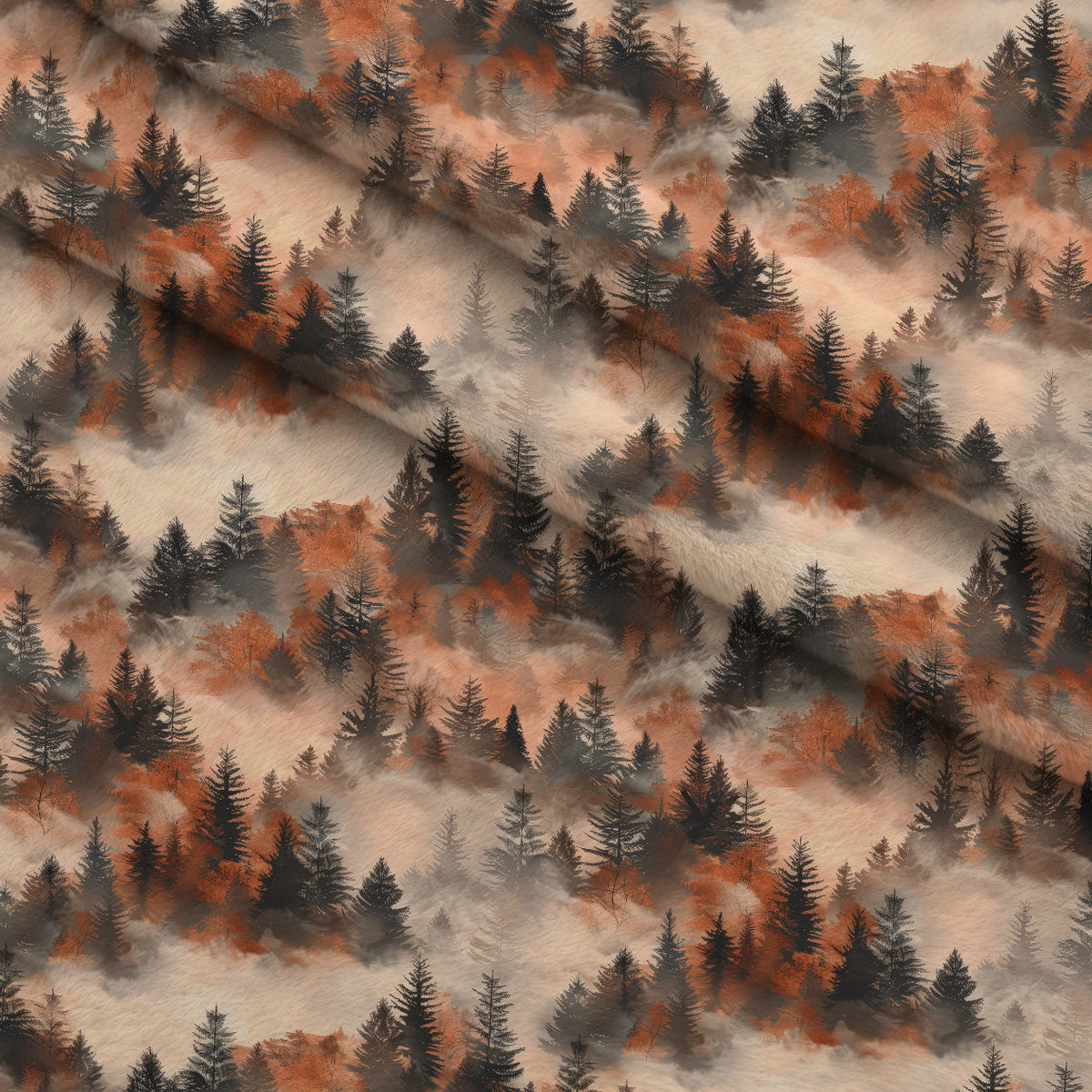 Amber Haze Forest Pattern 8 Fleece Fabric — fleece fabric folded close-up preview (mv-fleece-v1:lying)