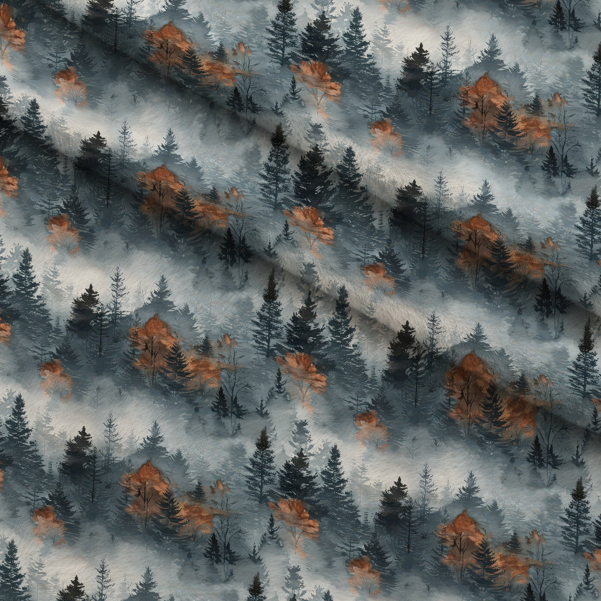 Amber Haze Forest Pattern 9 Fleece Fabric — fleece fabric folded close-up preview (mv-fleece-v1:lying)