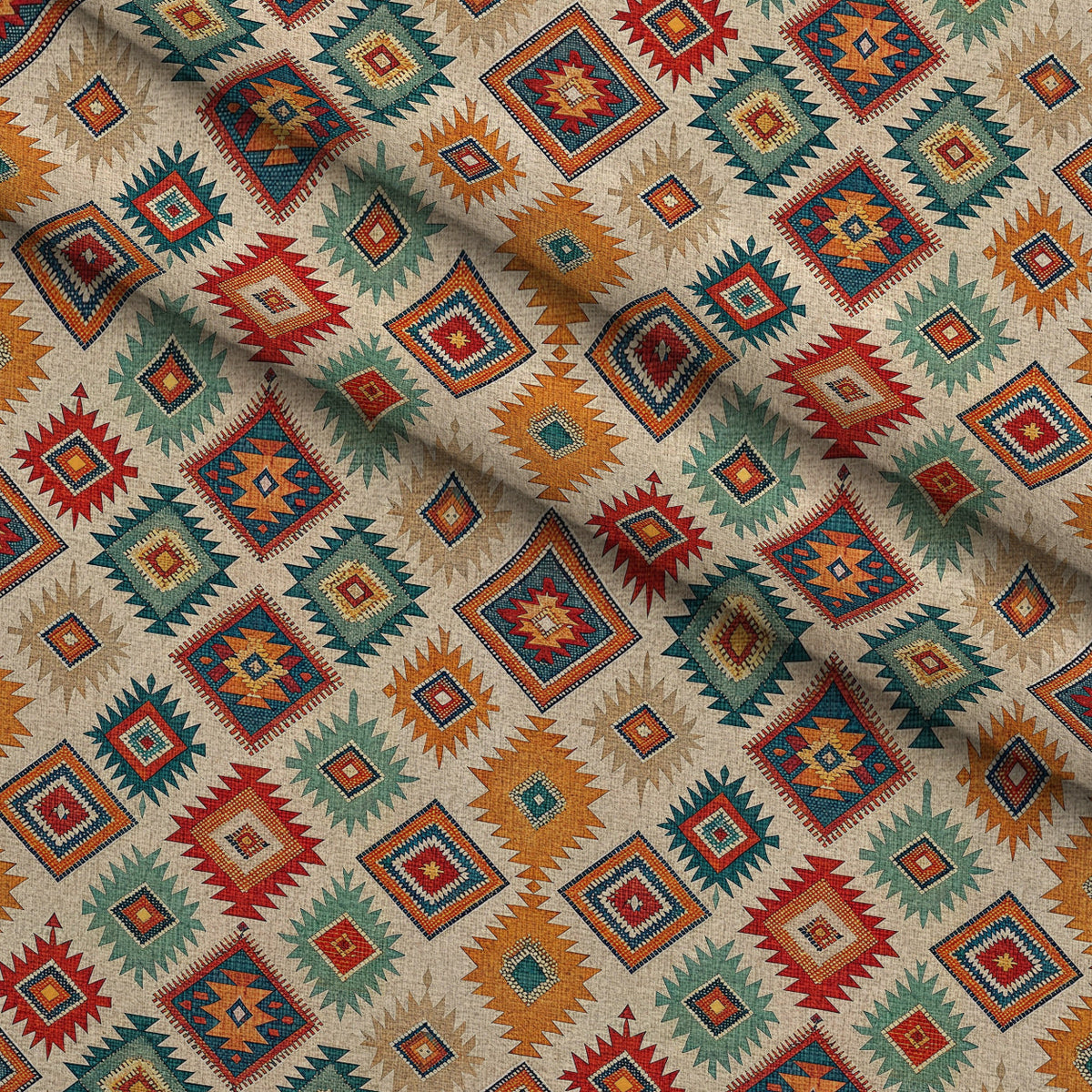 Anatolian Diamonds Pattern 2 Fleece Fabric — fleece fabric folded close-up preview (mv-fleece-v1:lying)