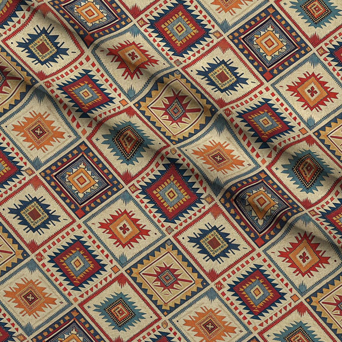 Anatolian Diamonds Pattern 4 Fleece Fabric — fleece fabric folded close-up preview (mv-fleece-v1:lying)