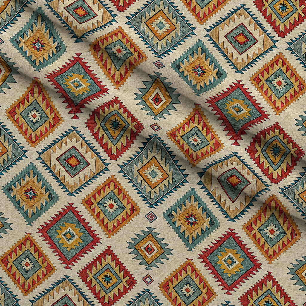 Anatolian Diamonds Pattern 5 Fleece Fabric — fleece fabric folded close-up preview (mv-fleece-v1:lying)