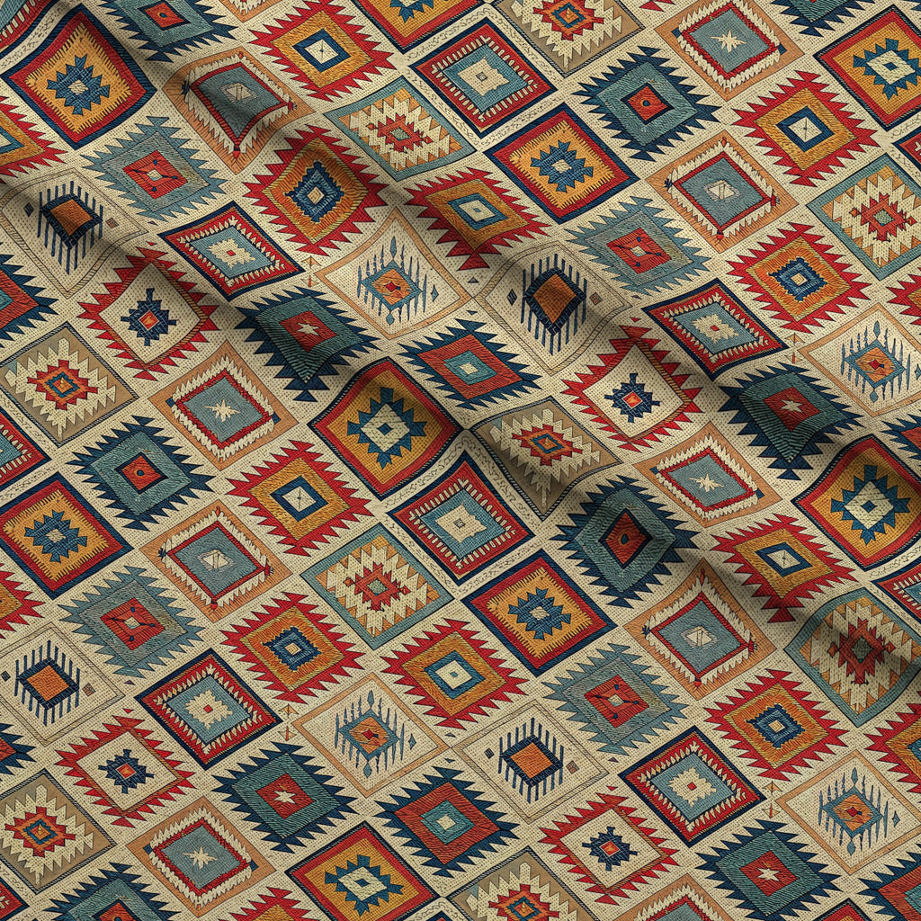 Anatolian Diamonds Pattern 9 Fleece Fabric — fleece fabric folded close-up preview (mv-fleece-v1:lying)