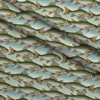 Angler's Vintage Almanac Pattern 15 Fleece Fabric — fleece fabric folded close-up preview (mv-fleece-v1:lying)
