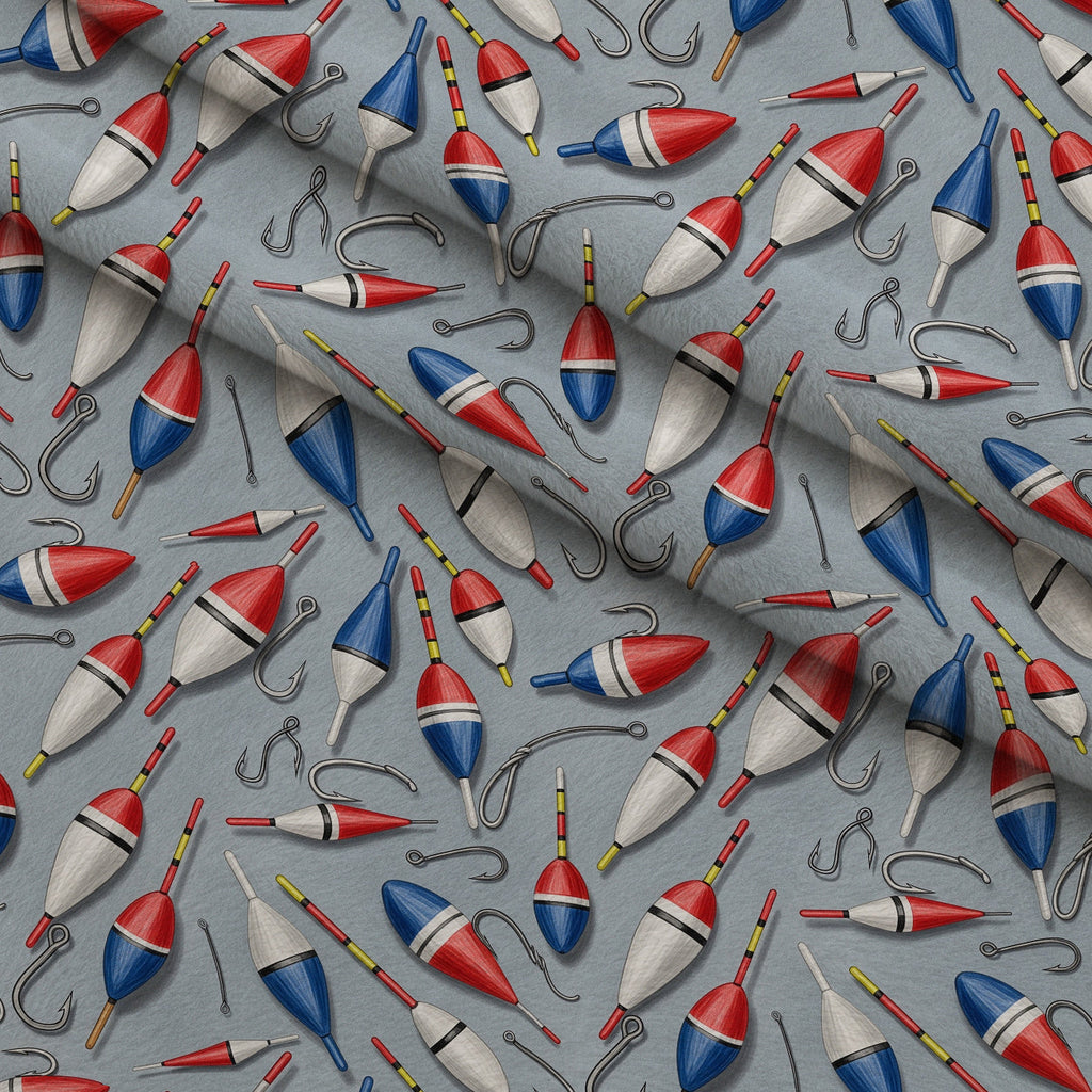Angler's Vintage Almanac Pattern 21 Fleece Fabric — fleece fabric folded close-up preview (mv-fleece-v1:lying)