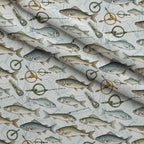 Angler's Vintage Almanac Pattern 7 Fleece Fabric — fleece fabric folded close-up preview (mv-fleece-v1:lying)