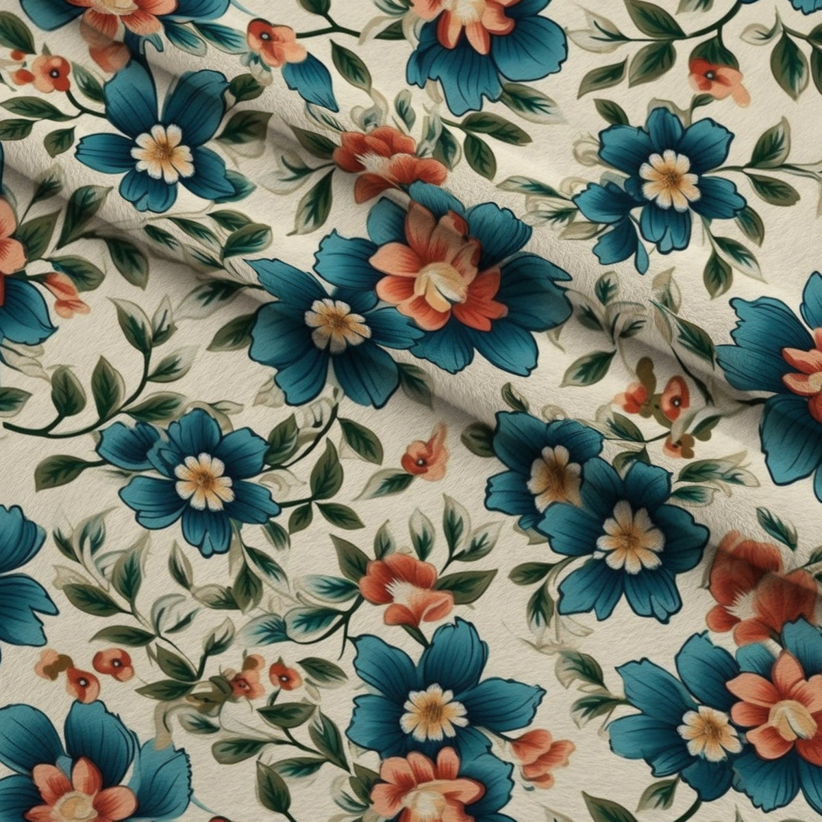 Antique Bouquet Pattern 11 Fleece Fabric — fleece fabric folded close-up preview (mv-fleece-v1:lying)