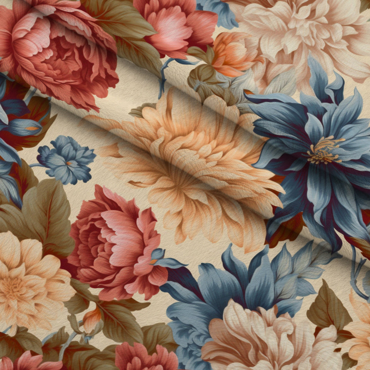 Antique Bouquet Pattern 12 Fleece Fabric — fleece fabric folded close-up preview (mv-fleece-v1:lying)