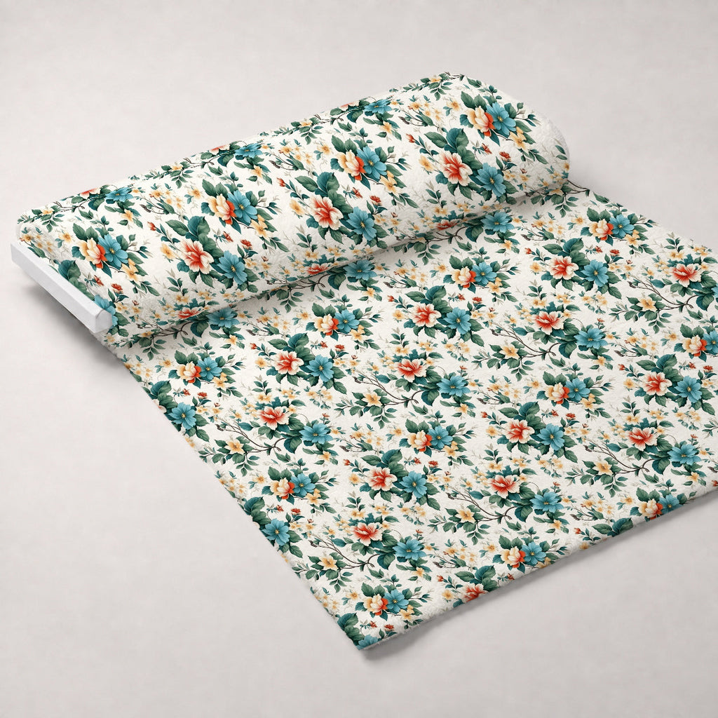 Antique Bouquet Pattern 15 Fleece Fabric — fleece fabric unrolled bolt preview (mv-fleece-v1:bolt)