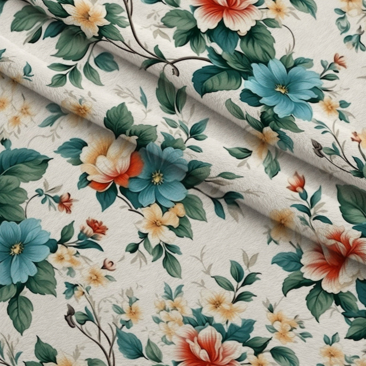 Antique Bouquet Pattern 15 Fleece Fabric — fleece fabric folded close-up preview (mv-fleece-v1:lying)