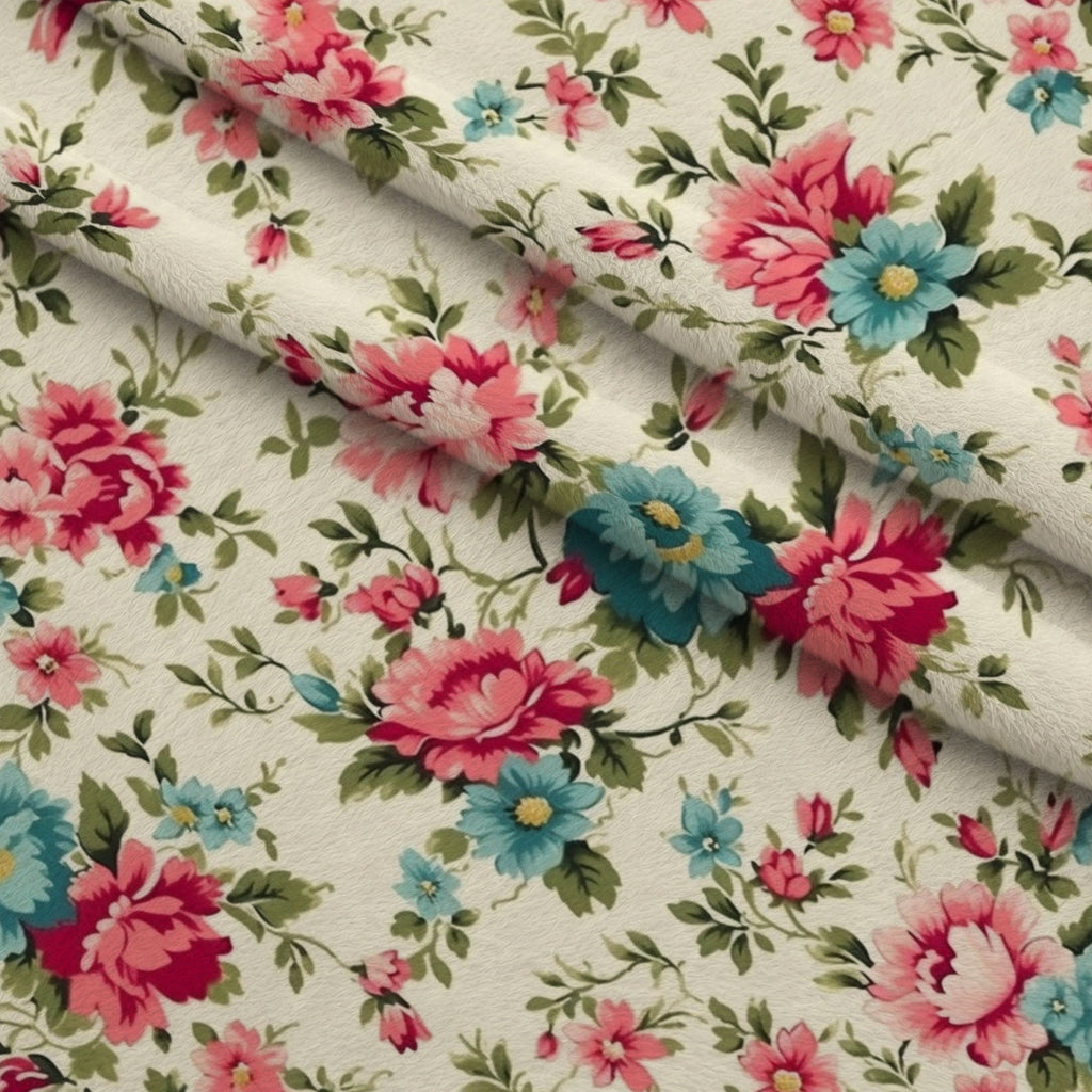 Antique Bouquet Pattern 16 Fleece Fabric — fleece fabric folded close-up preview (mv-fleece-v1:lying)