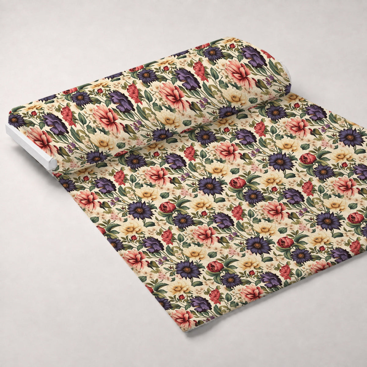 Antique Bouquet Pattern 17 Fleece Fabric — fleece fabric unrolled bolt preview (mv-fleece-v1:bolt)